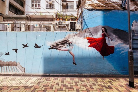 SAI YING PUN, HONG KONG - SEPTEMBER 28, 2024 - Sai Ying Pun's ARTLANE in Hong Kong on a cloudy