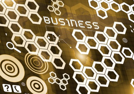 Digital business background image with icons on media screen