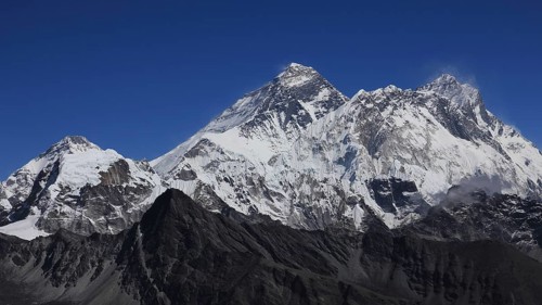Mount Everest, Nuptse and Lhotse seen from Renjo Pass, Nepal, Asia