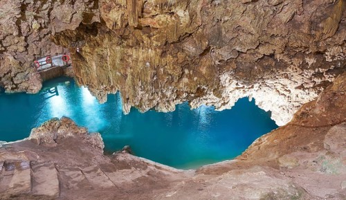 Cenote Xkeken sinkhole near Valladolid in Yucatan Mexico