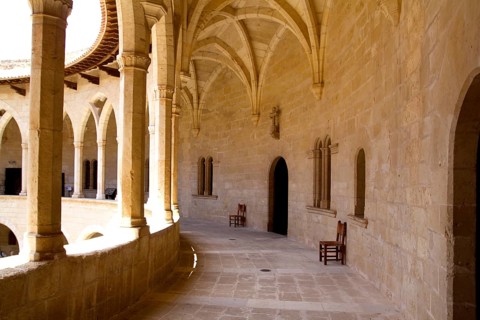 Bellver Castle Castillo cloister corridor in Majorca at Palma de Mallorca Balearic Islands