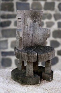 Anciennt rustic original handcraft gray wooden chair
