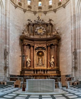 Segovia, Spain, 7 April, 2024: view of the altar in the central nave of the Segovia Cathedral,