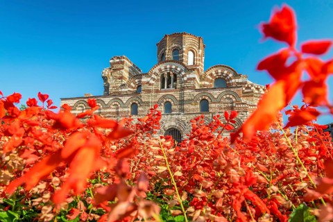 Church of Christ Pantocrator in Nessebar ancient city. Nesebar, Nesebr is a UNESCO World Heritage