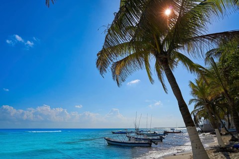 Playa del Carmen beach in Riviera Maya Caribbean at Mayan Mexico