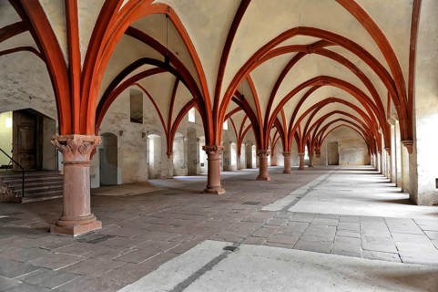 Eberbach Monastery, founded in 1136, Eltville am Rhein, Rheingau, Hesse, Germany, Large Gothic room
