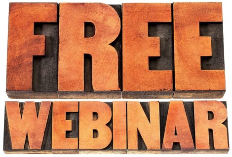 Free webinar banner - internet communication concept - a word abstract in letterpress wood type