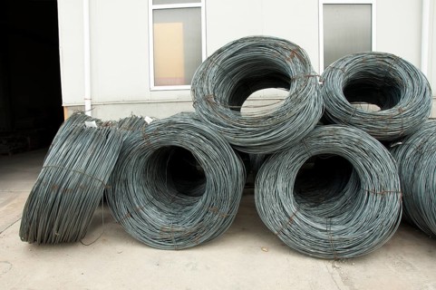 Reinforcing steel bars on roll. Construction materials