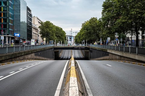 Petite ceinture or inner ring R20 during car free sunday in Brussels city center, Belgium, SEP 22,