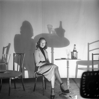 Shadow in photography. A young unknown actress during the filming of Ingmar Bergmans movie Secrets
