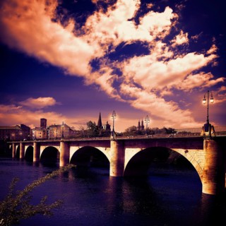 The Way of Saint James in Logrono bridge Ebro river at Spain