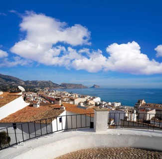 Altea white village skyline in Alicante at Mediterranean Spain