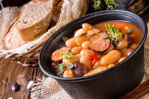 Polish baked beans with sausage