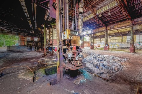 Dilapidated industrial hall with abandoned machinery, Metallwerke Bender, Lost Place, Linn,