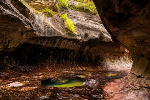 Magnificent Subway gorge landmark in the Zion National Park in Utah, USA, North America
