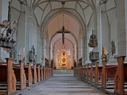 View of the altar in Merseburg Cathedral of St John and St Laurentius. Saxony-Anhalt, Germany,