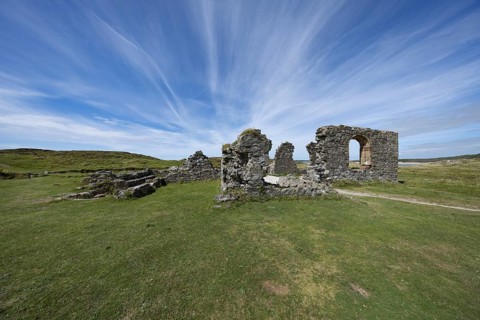 Ruins of the ruined St Dwynwen Church, Llanddwynn Island, Newborough, Anglesey, Wales, Great