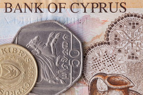 Different banknote and coins of Pound of Cyprus