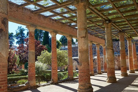 Merida in Badajoz Roman amphitheater at Spain by via de la Plata way