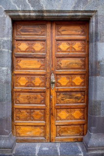 Ancient wooden door Santa Cruz de La Palma in Canary islands