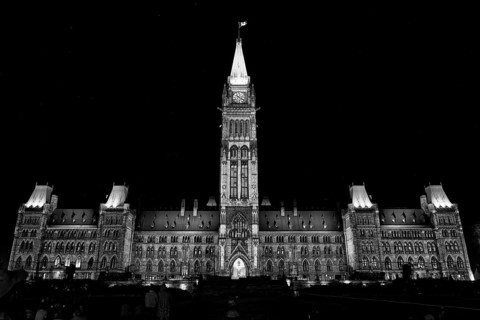 Architecture, Parliament, black and white image, Ottawa, Province of Ontario, Canada, North America