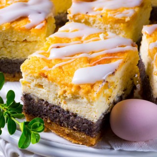 Delicious Easter poppy seed cake with white icing