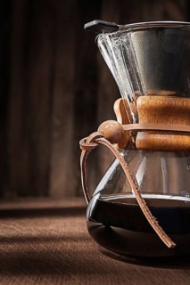Alternative Method To Make Delicious Flavoured Coffee. Glass Coffee Dripper. Hot Fresh Brewed