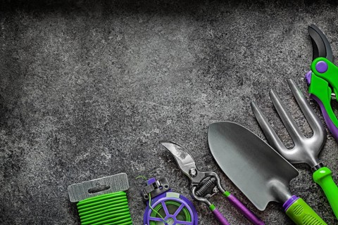 Agricultural Tools Set On Dark Background