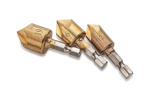 Sharp Fluted Cutting Tools. Three Chamfer Countersink Deburring Drill Bit Set Crosshole Cutting