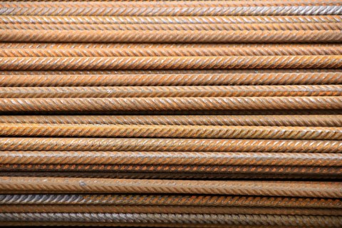 Structural steel on a construction site