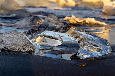 Evening at Diamond beach, Jökulsarln, south coast, Iceland, Europe