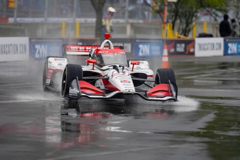 INDYCAR Series driver, STING RAY ROBB (R) (51) of Payette, Idaho, travels through the turns during