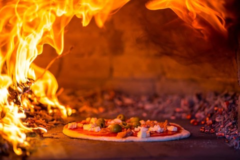Original Italian pizza from the wood fire oven