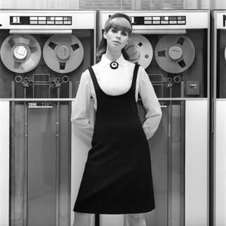 In the 1960s. Fashion model wearing the typical clothes of 1965. The photograph is taken in a 1960s