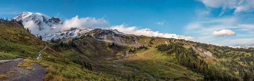 View on the magnificent Mount Rainier from Paradise Vista trail, USA, North America