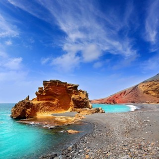 Lanzarote El Golfo Atlantic ocean near Lago de los Clicos in Canary Islands