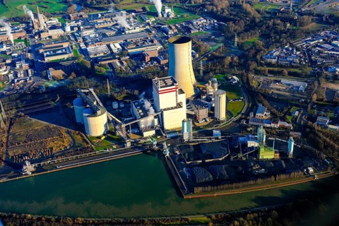 Power plant facilities of the coal-fired combined heat and power plant Kohlekraftwerk Lünen GmbH &
