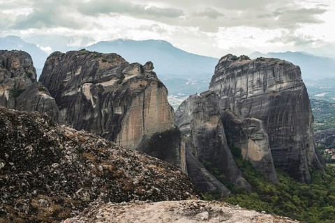 Meteora in Greece. Meteora is the monasteries on the top of the rock towers