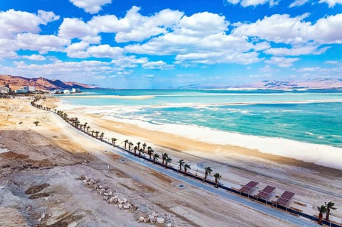Israel. The Dead Sea is an endorheic salt lake. Magnificent resort for treatment and relaxation.