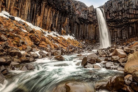 Svartifoss is one of the unique waterfalls in South-Iceland. It is situated in Skaftafell, which