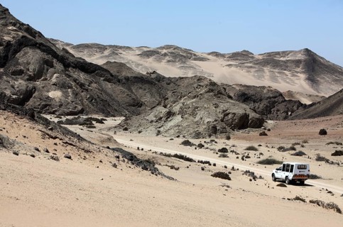 Tourist safari near Swakopmund, Namib Desert, Namibia, Africa Namib is the oldest desert on earth