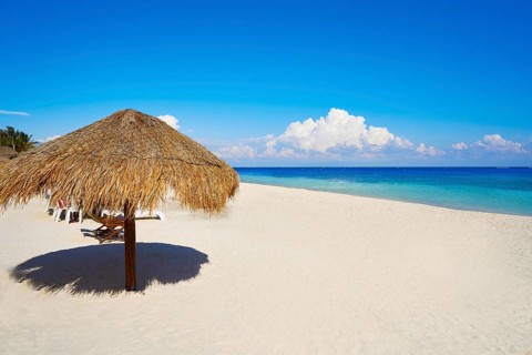 Puerto Morelos beach in Mayan Riviera Maya of Mexico