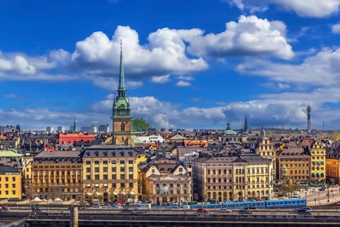 View of Gamla Stan from the Sodermalm island in Stockholm, Sweden, Europe