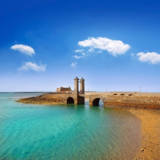 Arrecife Lanzarote Castillo San Gabriel castle and Puente de las Bolas bridge