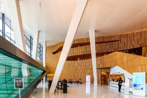 Oslo, Norway, August 11, 2019: Opera house in Oslo. Interior view. Modern building designed by