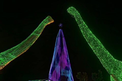 Illumi light show event, 25 million lights, Jurassic kingdom, Laval, Province of Quebec, Canada,