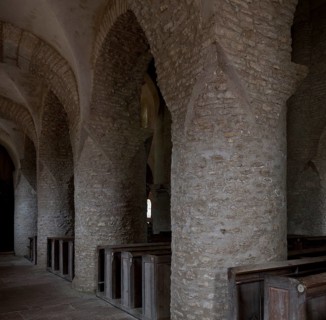 Chapaize, priory church of St-Martin, built at the beginning of the 11th century, north aisle to