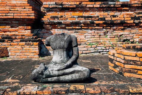 Buddha statue in Wat Maha That, Ayutthaya, Thailand, Asia