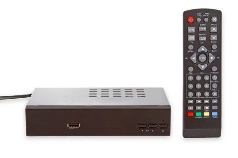 Receiver with remote control on a white background