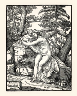 Venus and Amor, 1566, by Niccolo Boldrini after Tizian, facsimile of the 19th century